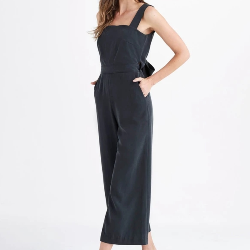 Vetta Capsule Black Apron Jumpsuit, Sz 14